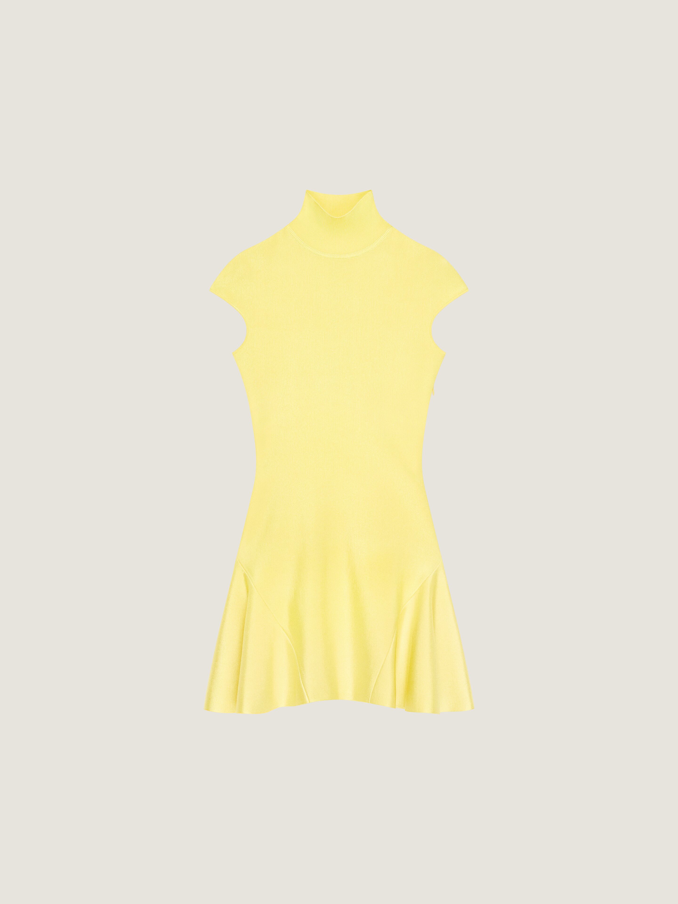 Mini dress with flared skirt in wool viscose